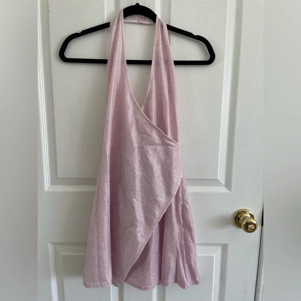 The perfect party dress! Super cute pink sparkly mini dress. - Picture 2 of 3